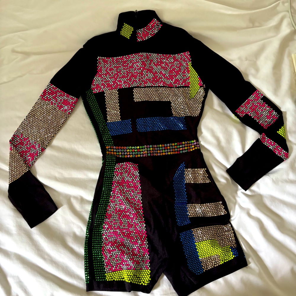 Colorful Geometric Long Sleeve Romper